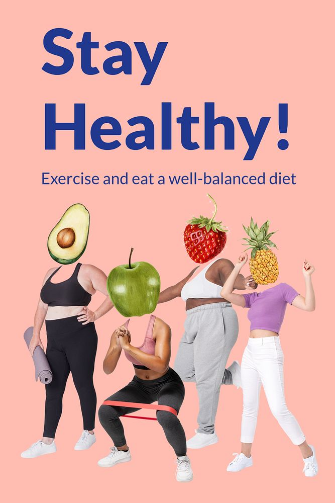 Stay healthy template, wellness remixed media 