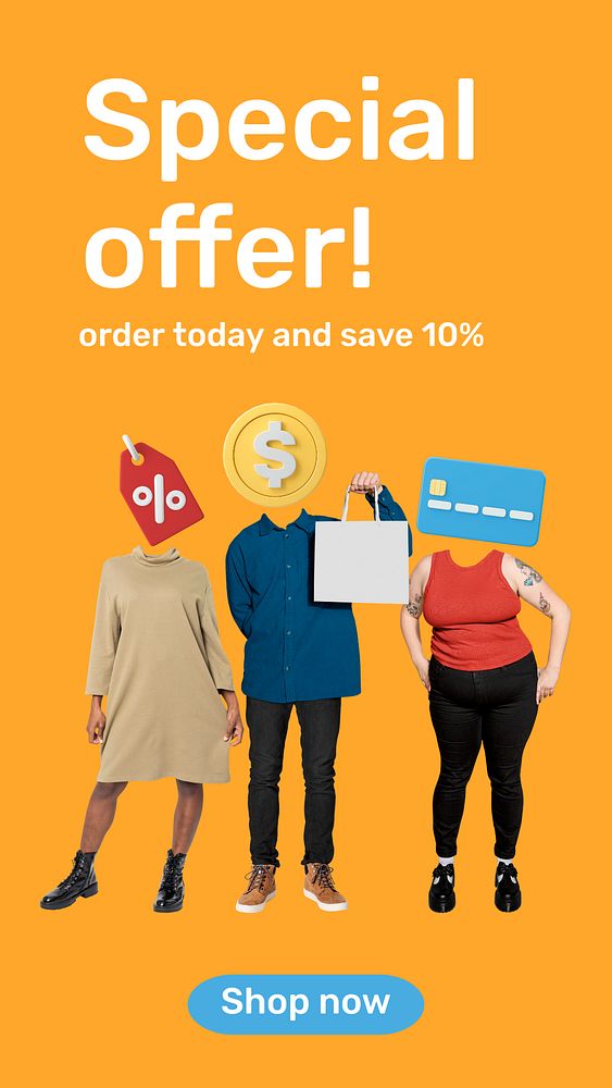 Special offer Instagram story template, sale, shopping remixed media 