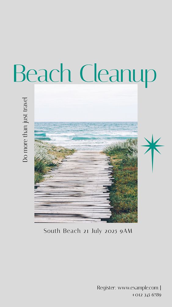 Beach cleanup Instagram story template, editable design