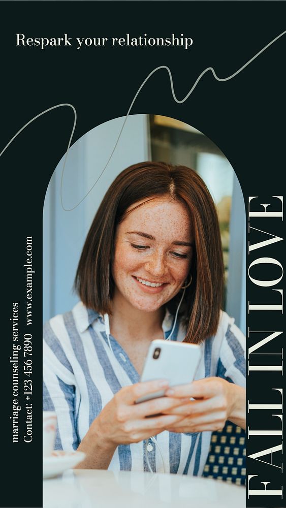 Fall in love Instagram story template, editable design