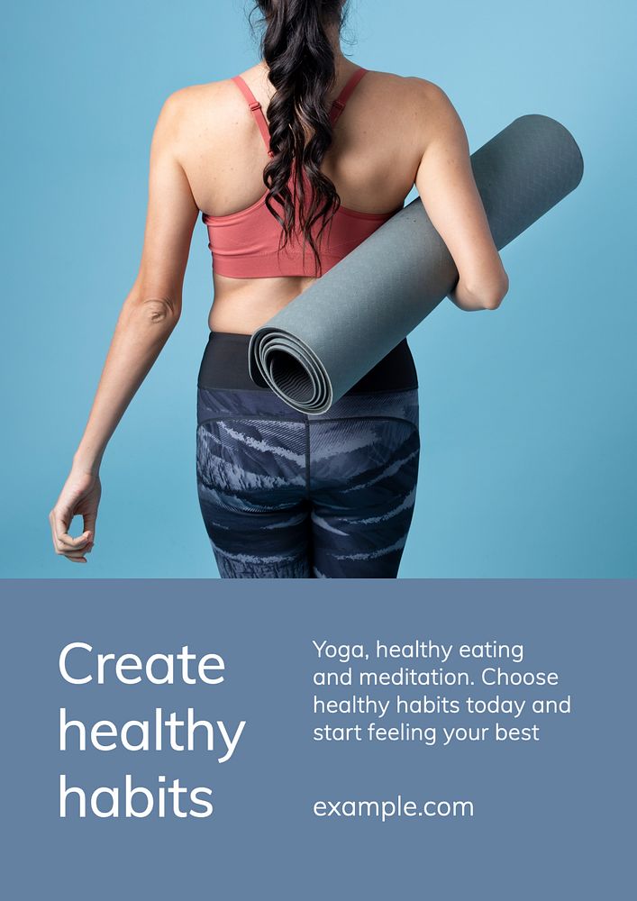 Yoga exercise poster template, wellness editable design