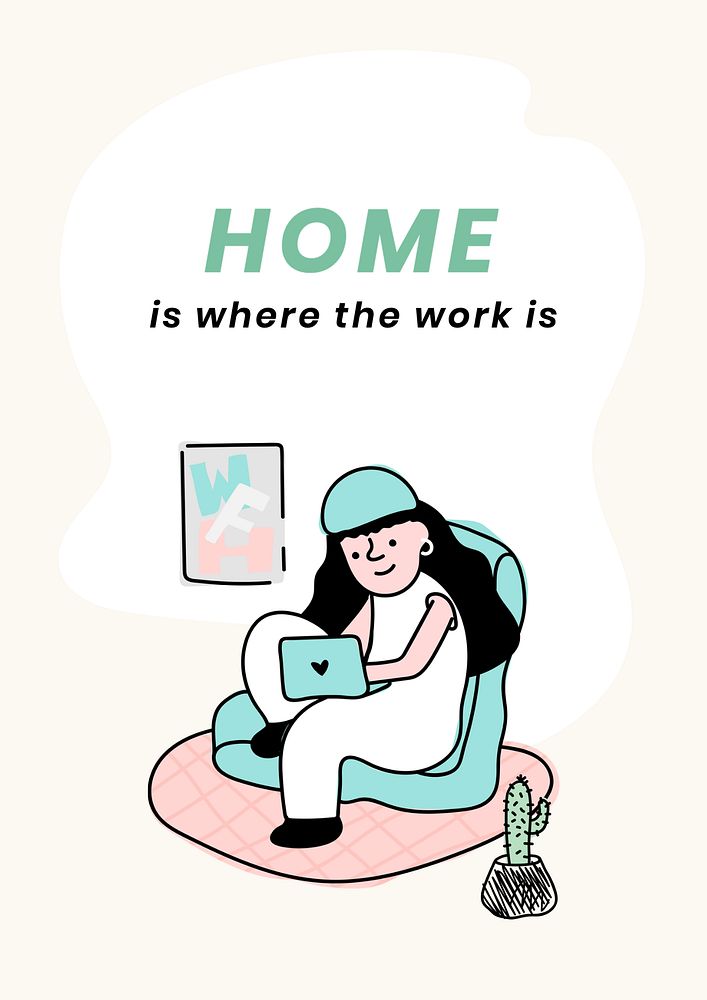 Work from home poster template, editable text 