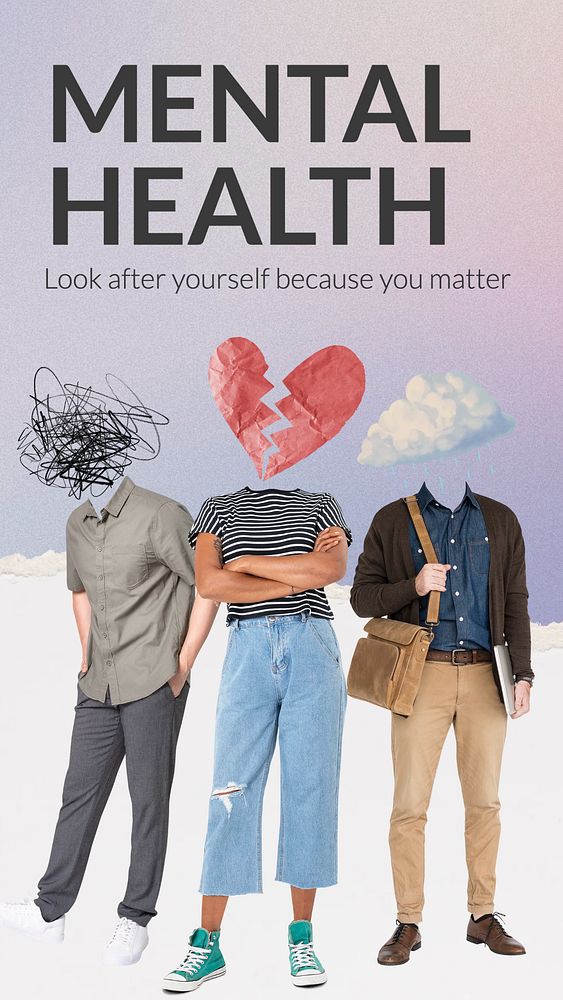 Mental health Instagram story template, creative remixed media 