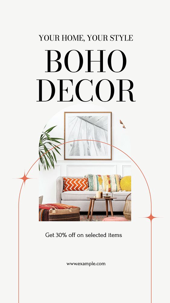 Boho decor Instagram story template, editable design