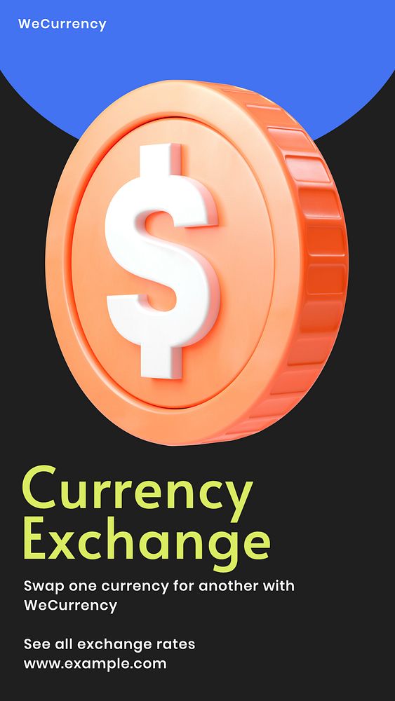 Currency exchange Instagram story template, editable design & text