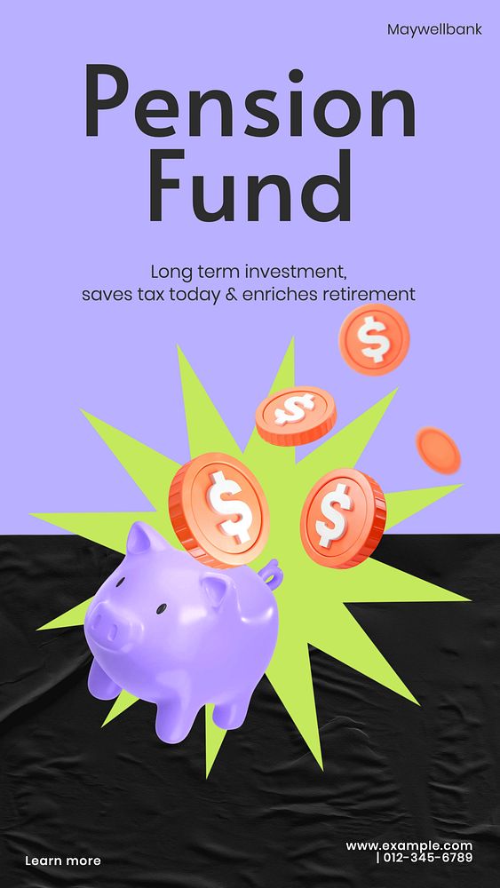Pension fund Instagram story template, editable design & text