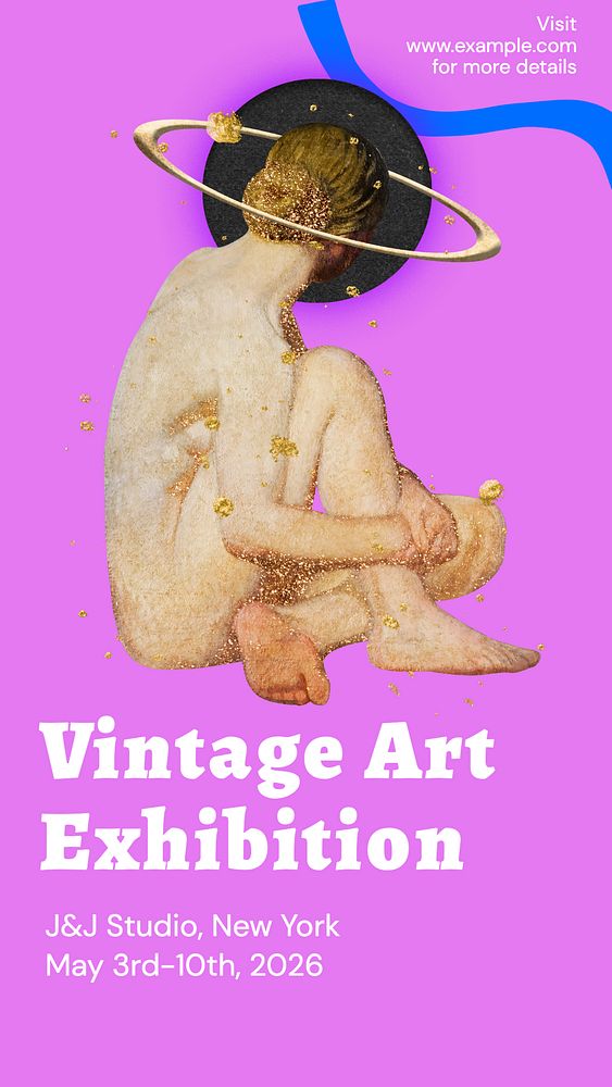 Vintage art exhibition Instagram story template, editable text and funky design