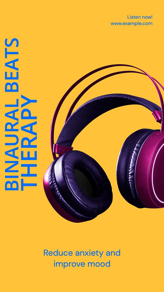 Binaural beats therapy Instagram story template, editable text and funky design