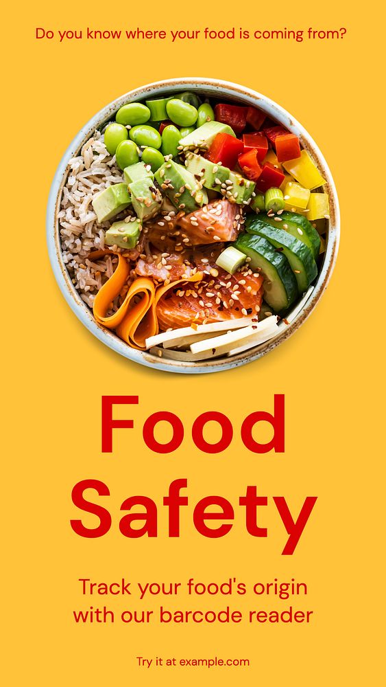 Produce safety Instagram story template, editable text and funky design