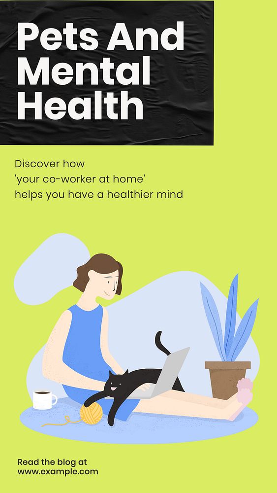Pets & mental health Instagram story template, editable design & text