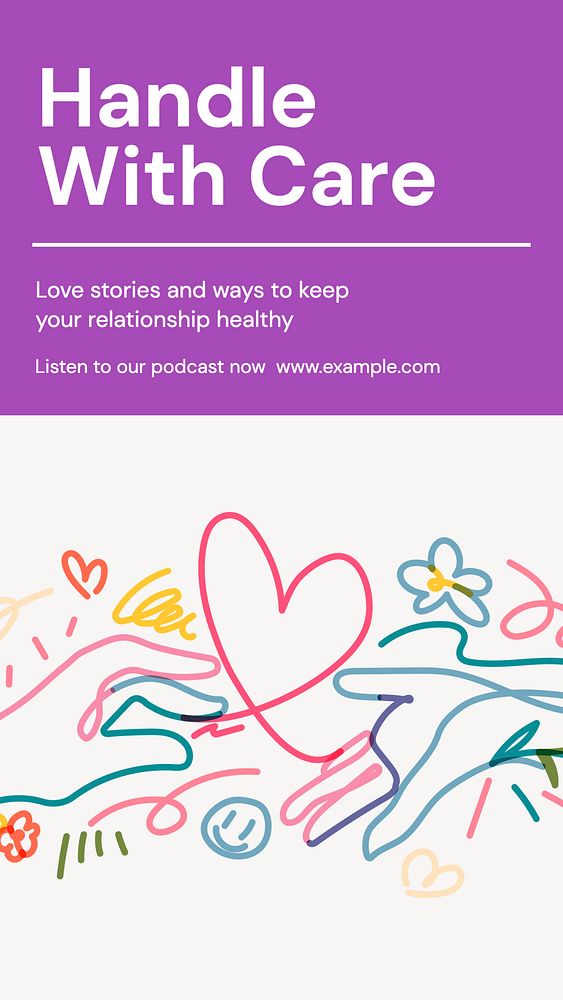 Love podcast Instagram story template, editable text and funky design