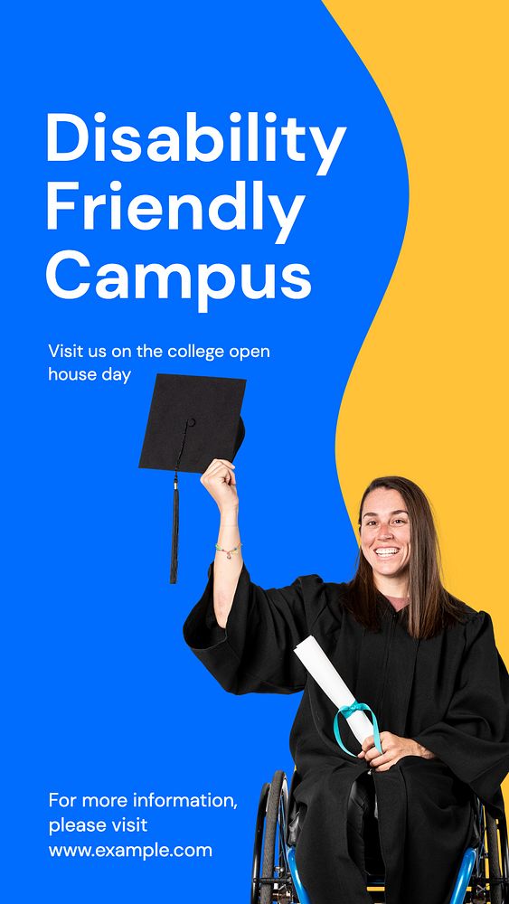 Disability friendly campus Instagram story template, editable text and funky design