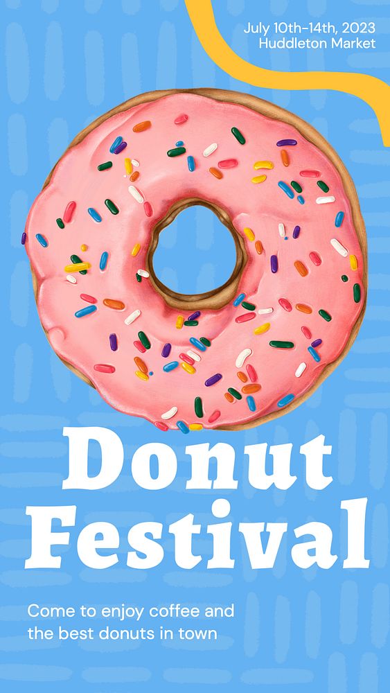 Donut festival Instagram story template, editable text and funky design