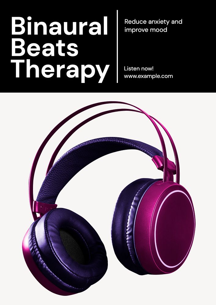 Binaural beats therapy poster template, editable advertisement