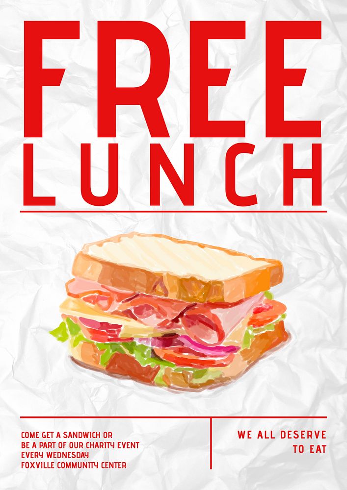 Free lunch poster template, customizable design 