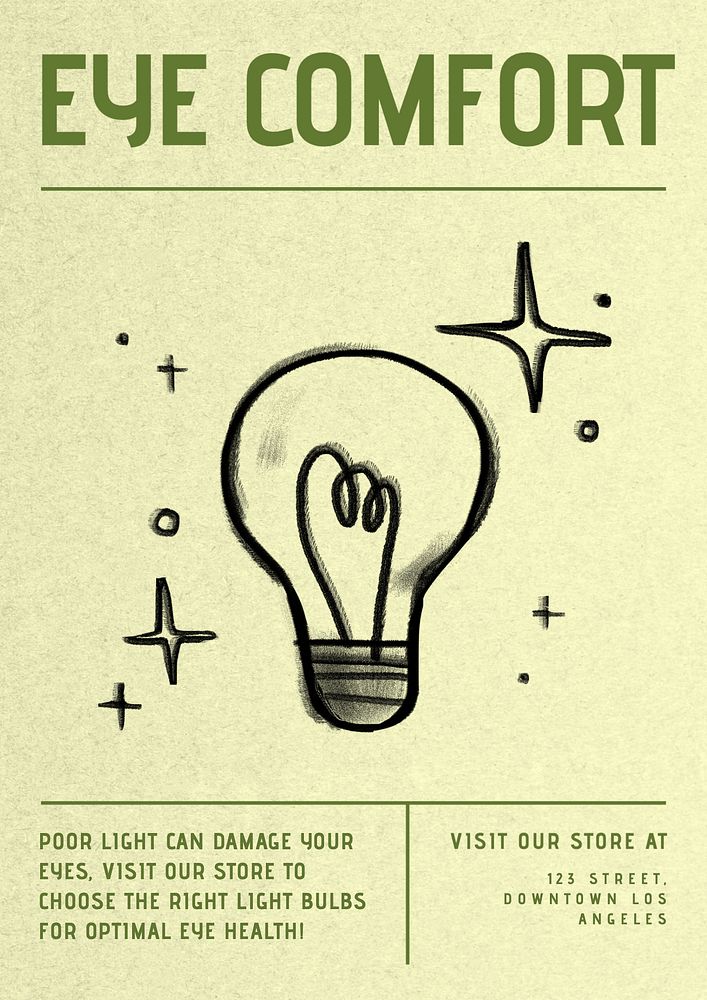 Bulb store advertisement poster template, customizable design 