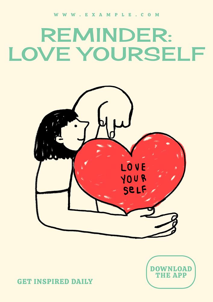 Reminder love yourself poster template, customizable design 