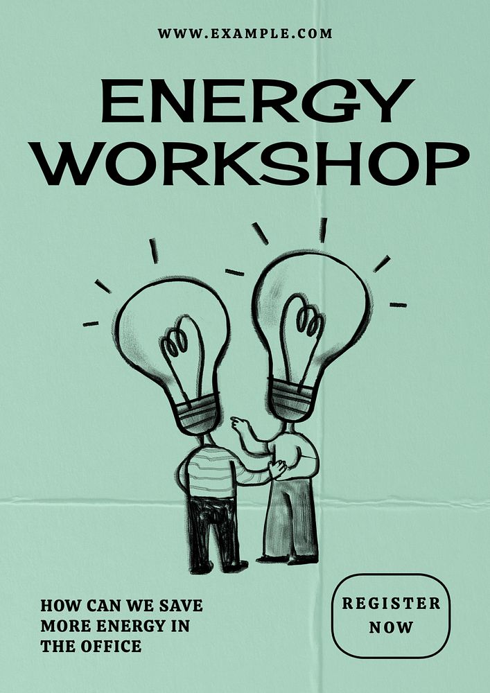 Energy workshop poster template, customizable design 