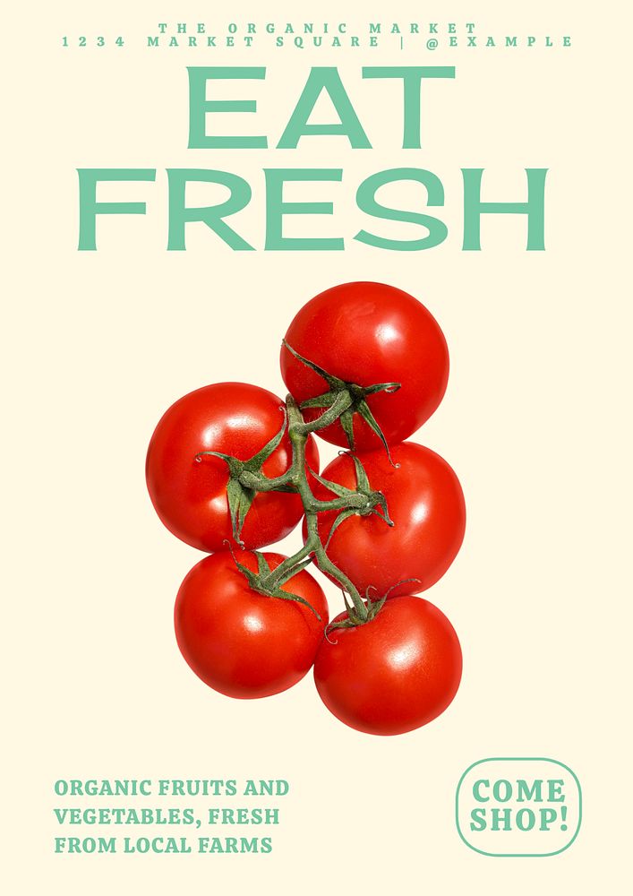 Organic supermarket poster template, customizable design 