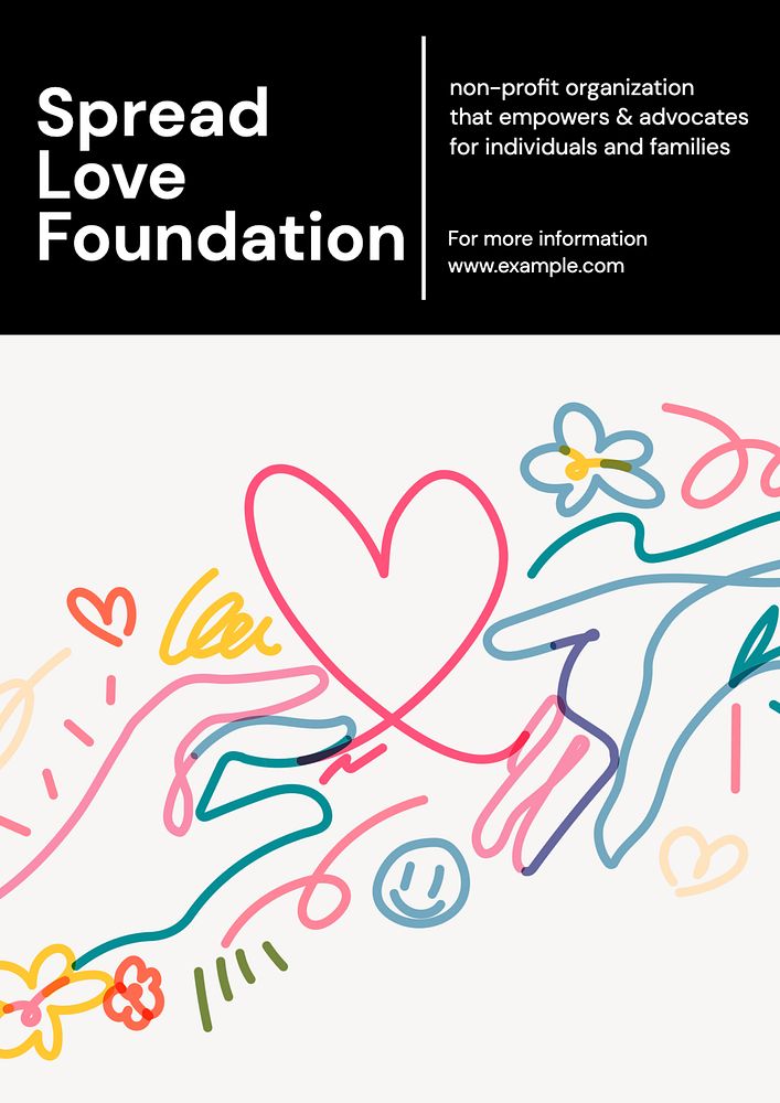 Spread love foundation poster template, editable advertisement