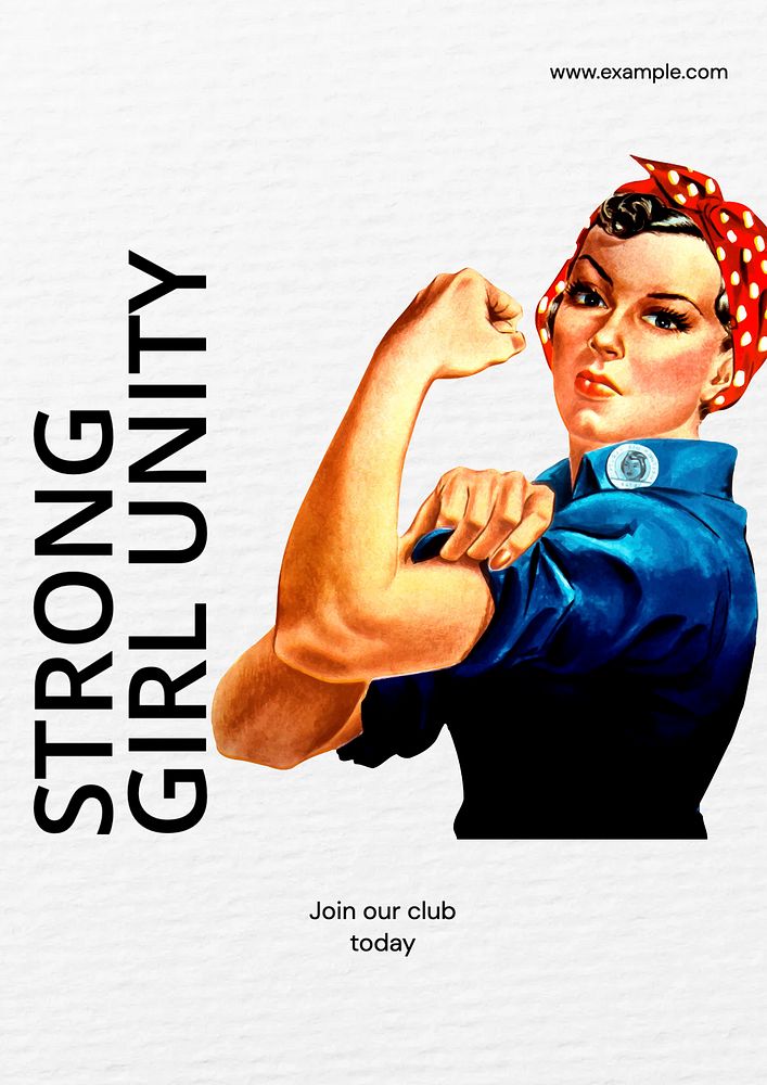 Strong girls united poster template, editable advertisement