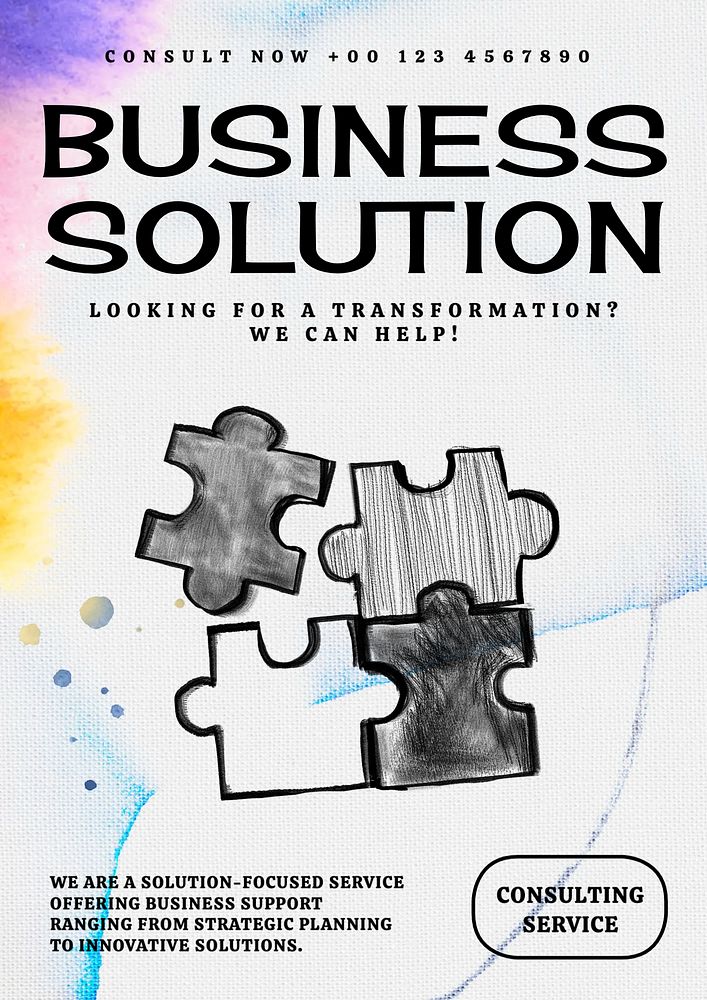 Business solution poster template, customizable design 