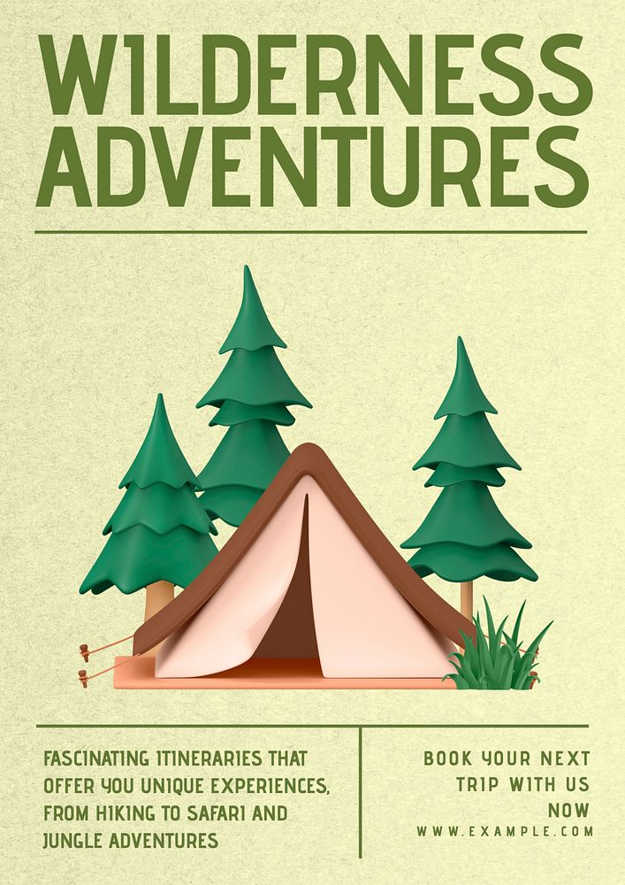 Wilderness adventures poster template, customizable design 