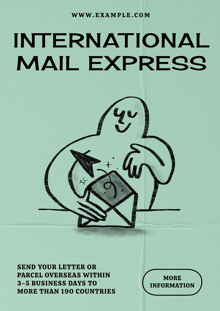 International mail express poster template, customizable design 