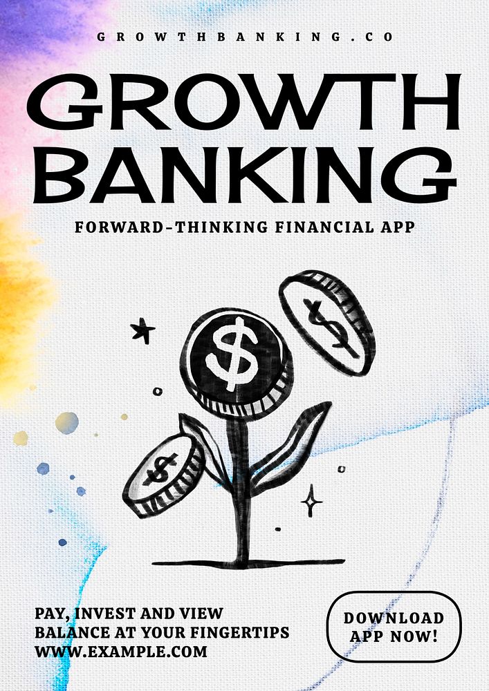 Grow money poster template, customizable design 