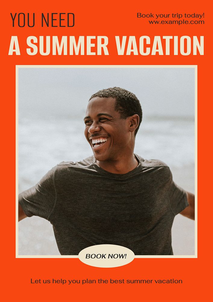 Summer vacation poster template, customizable design