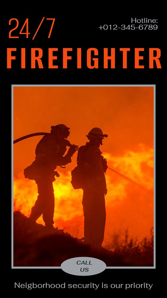 Firefighter service Instagram story template, editable social media design