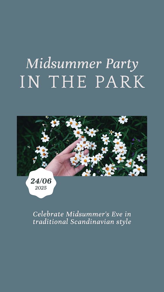 Midsummer park party Instagram story template, editable social media design