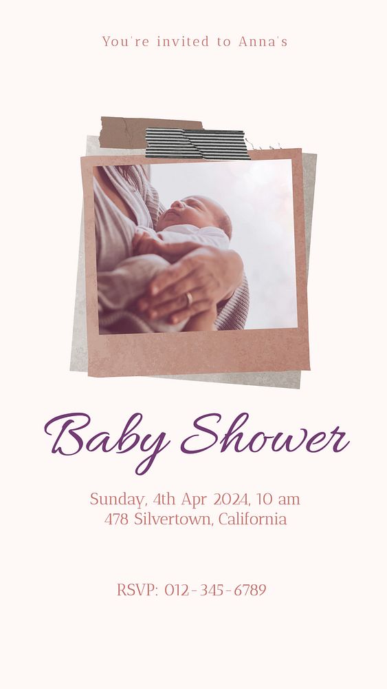 Baby shower Instagram story template, editable social media design