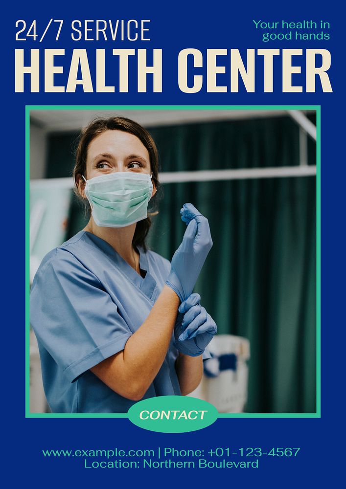 Health center poster template, customizable design