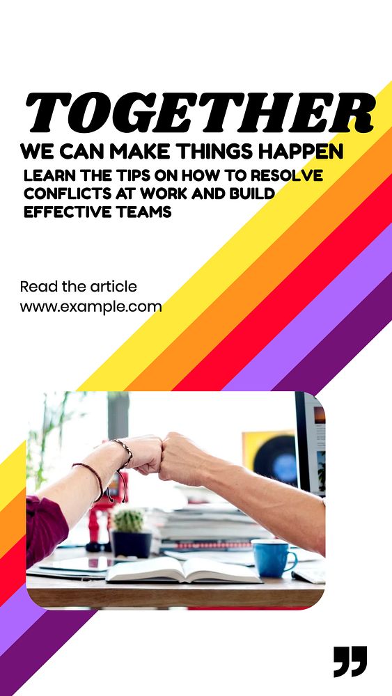 Conflict work seminar teamwork Instagram story, editable social media design