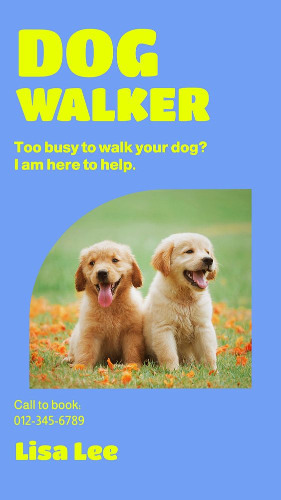 Dog walker Instagram story, editable social media design