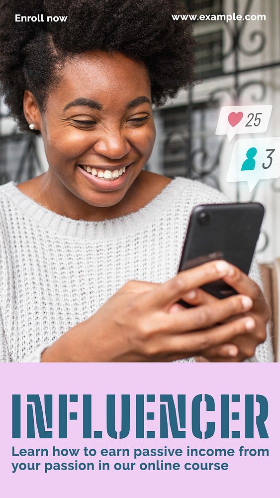 Influencer course Instagram story, editable social media design