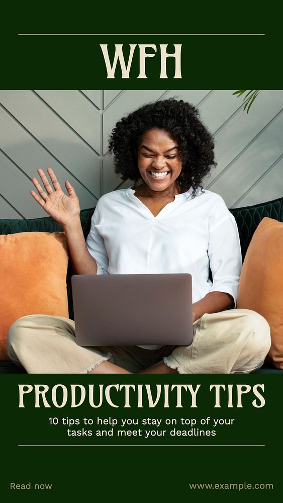 WFH productivity tips Instagram story, editable social media design