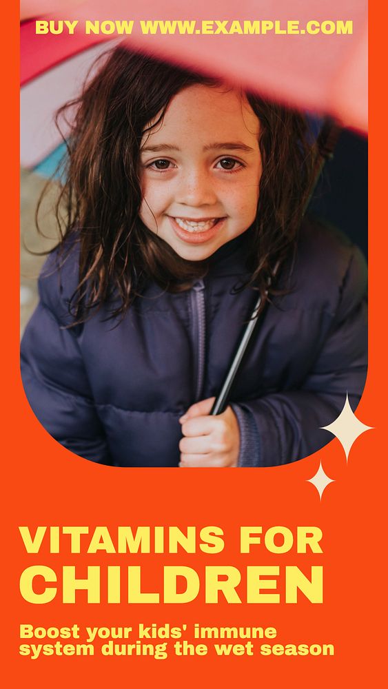 Children vitamins Instagram story, editable social media design