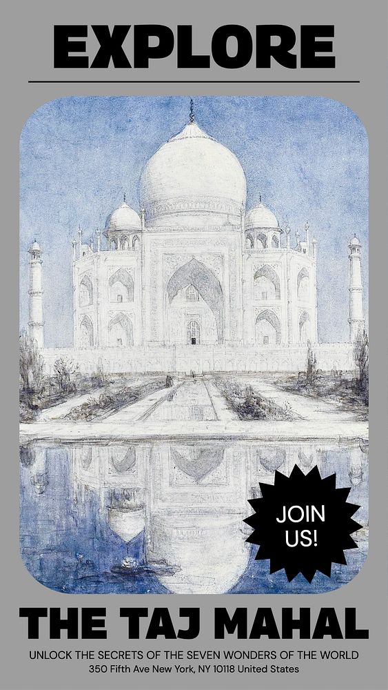 Taj Mahal, India Instagram story, editable social media design