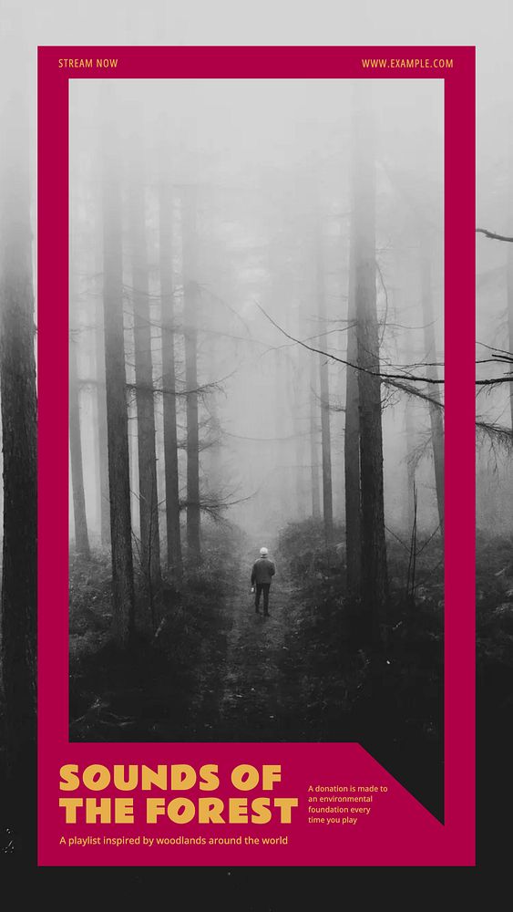 Forest music playlist Instagram story, editable social media design