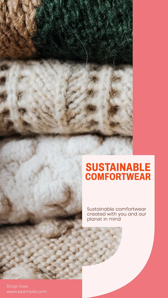 Sustainable comfort wear Instagram story, editable social media design