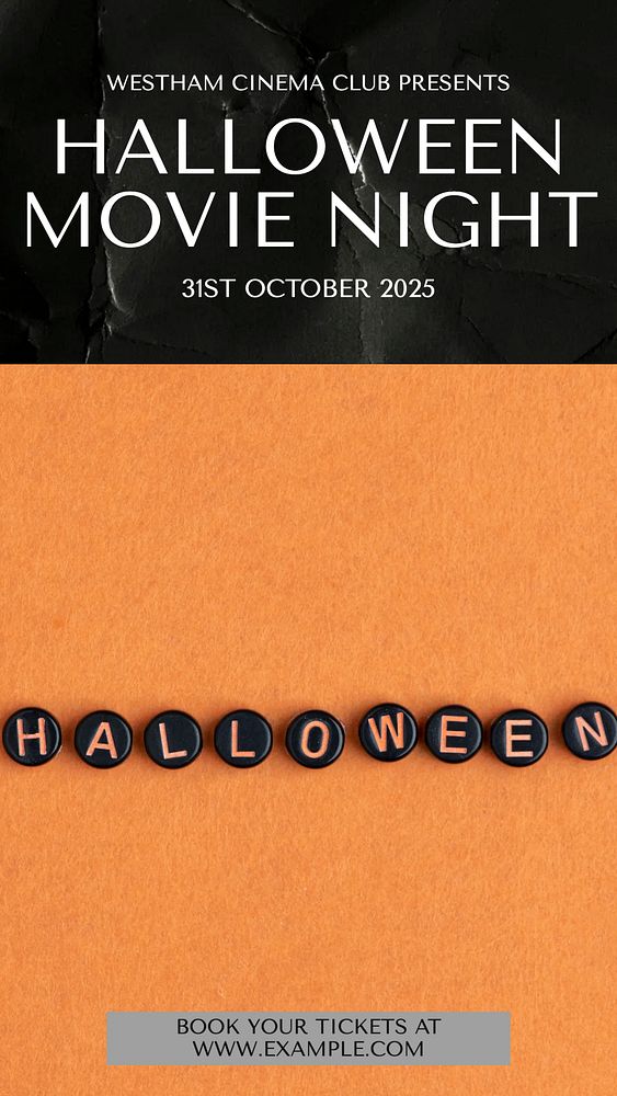 Halloween movie night Instagram story, editable social media design