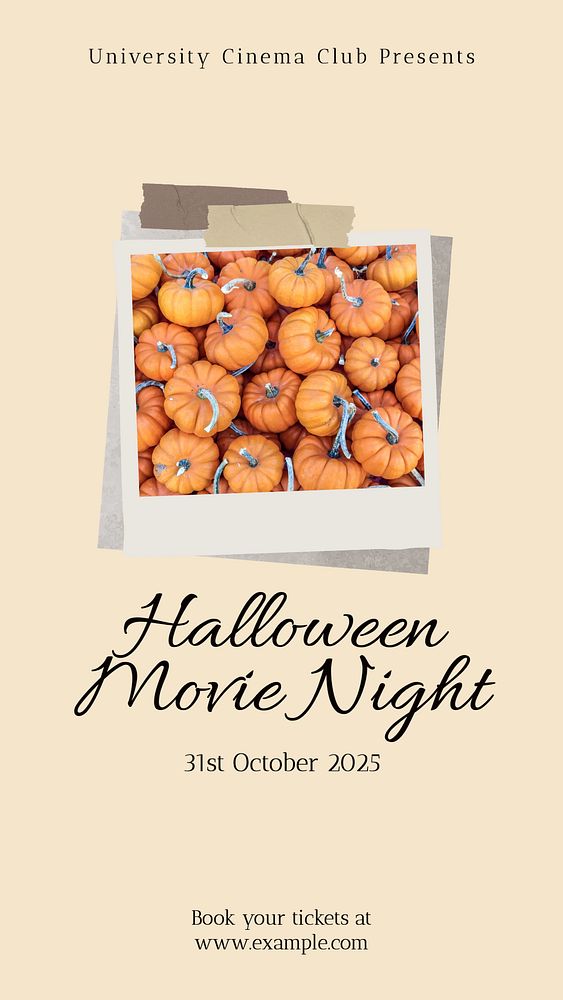 Halloween movie night Instagram story template, editable social media design