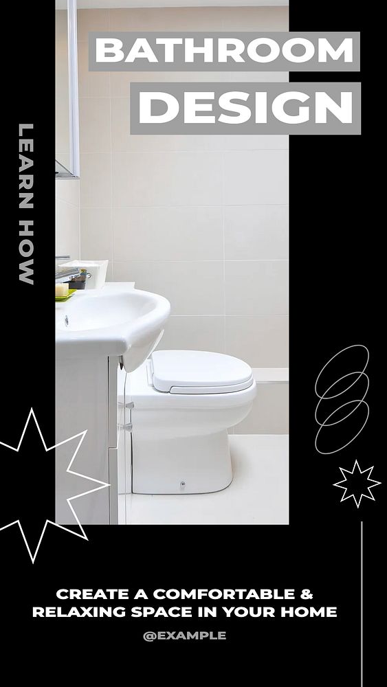 Bathroom design Instagram story, editable social media design