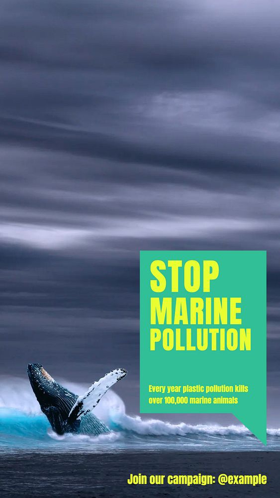 Sea & ocean pollution Instagram story, editable social media design