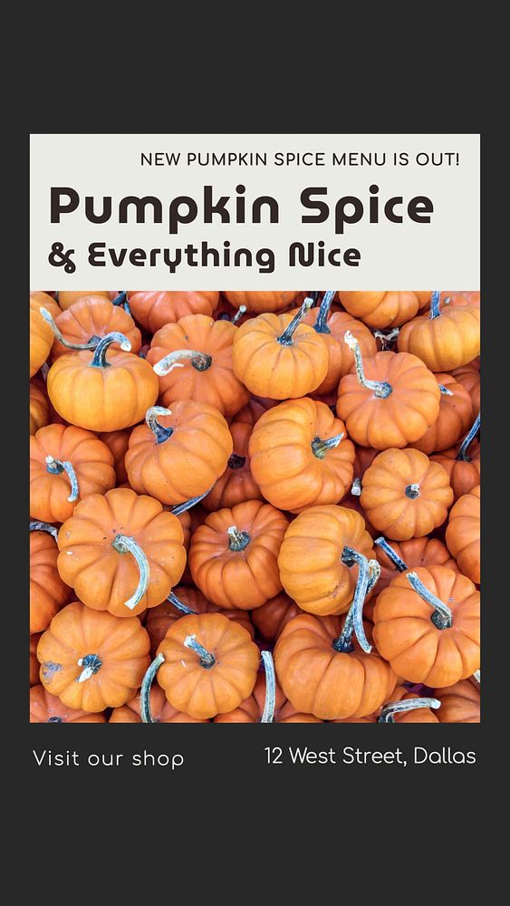 Pumpkin spice menu Instagram story template, editable social media design