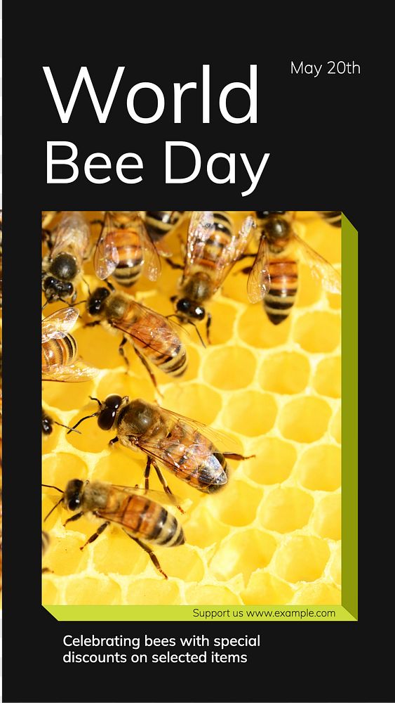 World Bee Day Instagram story, editable social media design