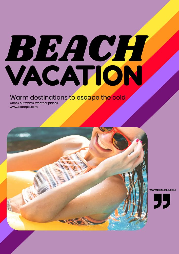 Beach vacation editable poster template