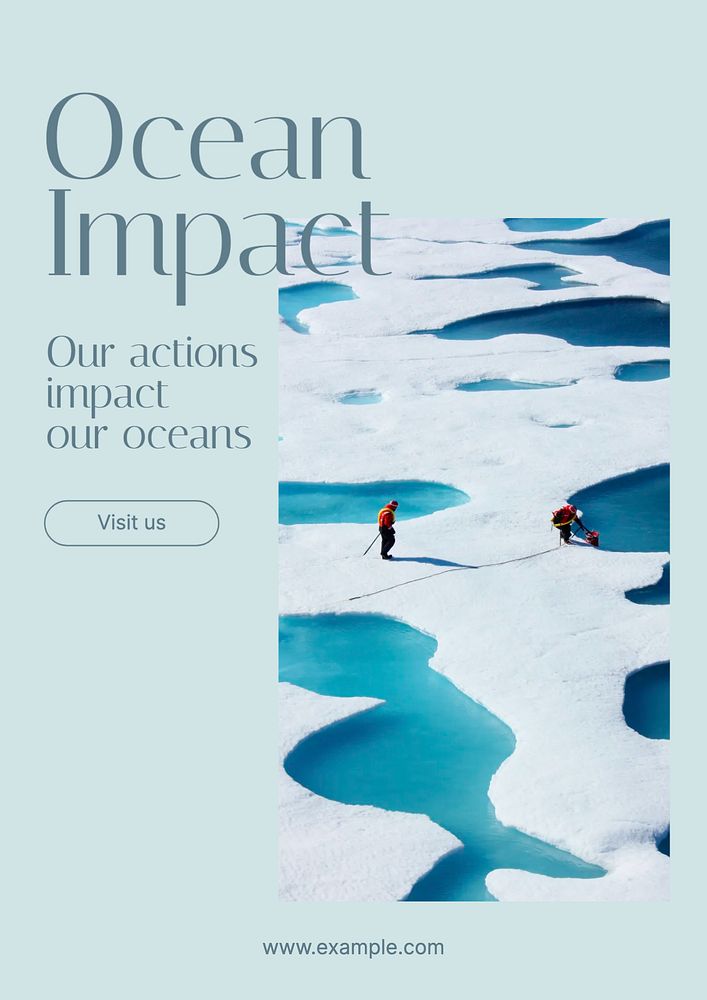 Ocean impact poster template, editable text & design